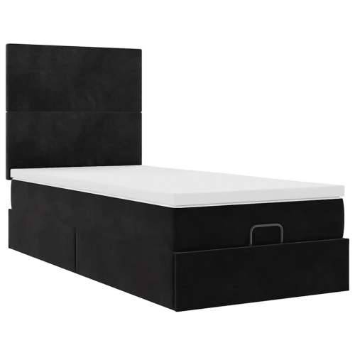 Otomanski okvir kreveta s madracima crni 90x190cm baršunasti - Crna 90 x 190 cm Gladak dizajn Cijena