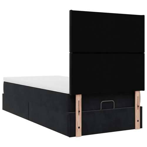 Otomanski okvir kreveta s madracima crni 90x190cm baršunasti - Crna 90 x 190 cm Gladak dizajn Cijena