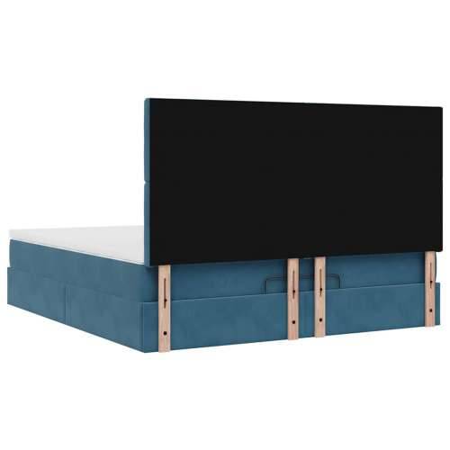 Otomanski okvir kreveta s madracima plavi 180x200cm baršunasti - Tamno plava 180 x 200 cm gumbi Cijena