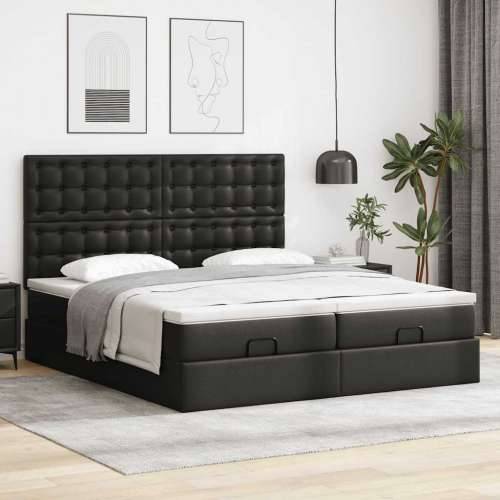 Otomanski krevet s madracima i LED crni 180x200 cm umjetna koža - Crna 180 x 200 cm Cijena