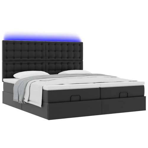 Otomanski krevet s madracima i LED crni 180x200 cm umjetna koža - Crna 180 x 200 cm Cijena