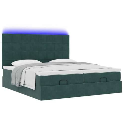 Okvir kreveta s madracima tamnozeleni 200x200cm baršunasti - Tamnozelena 200 x 200 cm Blok s kvadratima Cijena