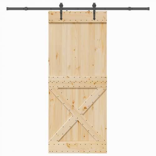 Klizna vrata s priborom za montažu 95 x 210 cm masivna borovina - 95 x 210 cm (213.5 cm) 1 križni dizajn Cijena