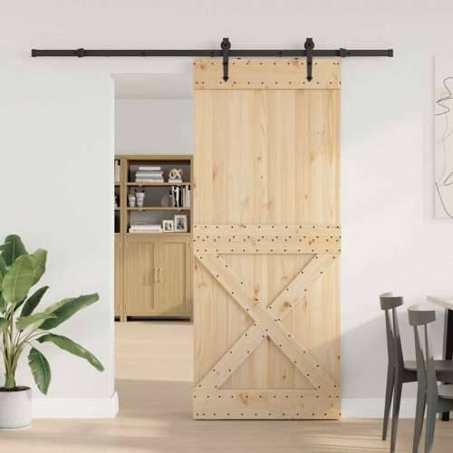 Klizna vrata s priborom za montažu 95 x 210 cm masivna borovina - 95 x 210 cm (213.5 cm) 1 križni dizajn Cijena