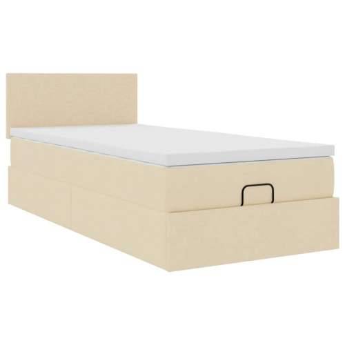 Otomanski krevet s madracem krem 100x200 cm tkanine - Krema 100 x 200 cm Gladak dizajn Cijena