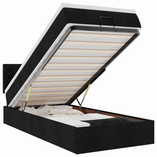 Otomanski okvir kreveta s madraca crni 90x190cm od tkanine - Crna 90 x 190 cm gumbi Cijena