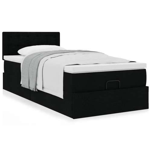 Otomanski okvir kreveta s madraca crni 90x190cm od tkanine - Crna 90 x 190 cm gumbi Cijena