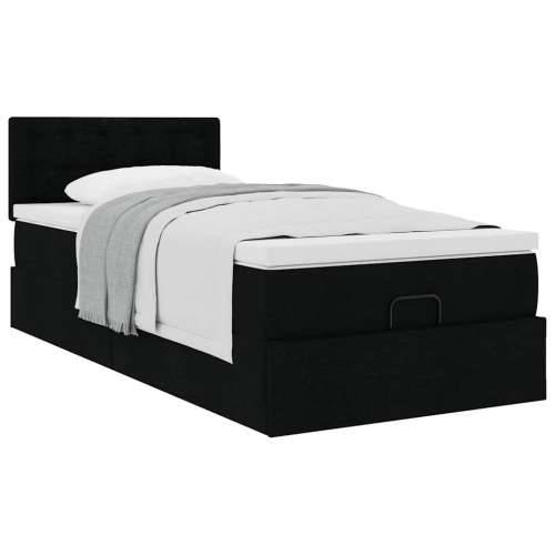 Otomanski okvir kreveta s madraca crni 90x190cm od tkanine - Crna 90 x 190 cm gumbi Cijena