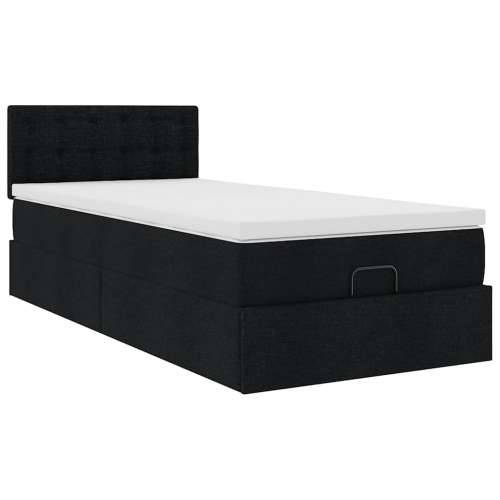 Otomanski okvir kreveta s madraca crni 90x190cm od tkanine - Crna 90 x 190 cm gumbi Cijena