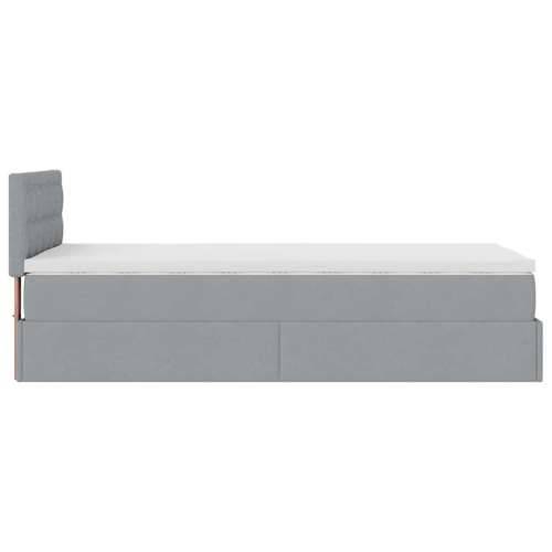 Otomanski krevet s madracem svijetlosivi 90x200 cm tkanine - Svjetlosiva 90 x 200 cm gumbi Cijena