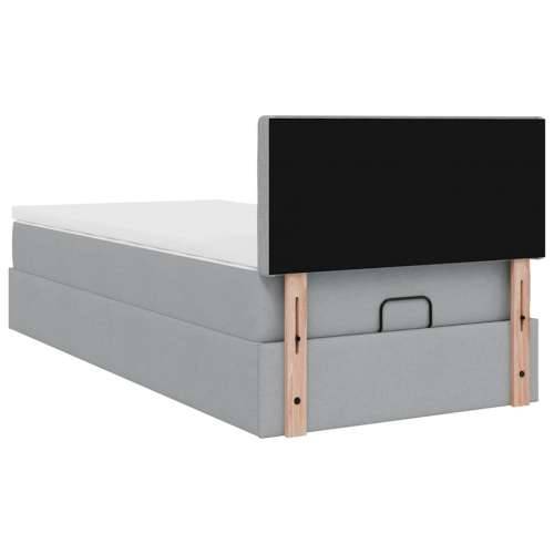 Otomanski krevet s madracem svijetlosivi 90x200 cm tkanine - Svjetlosiva 90 x 200 cm gumbi Cijena