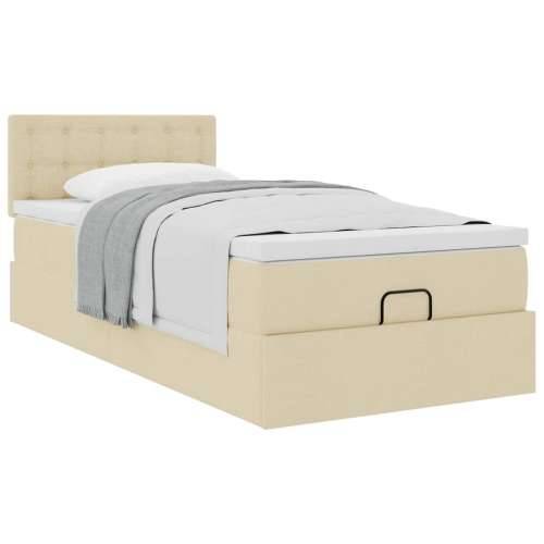 Otomanski krevet s madracem krem 100x200 cm tkanine - Krema 100 x 200 cm gumbi Cijena