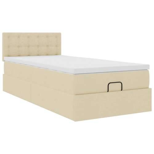 Otomanski krevet s madracem krem 100x200 cm tkanine - Krema 100 x 200 cm gumbi Cijena