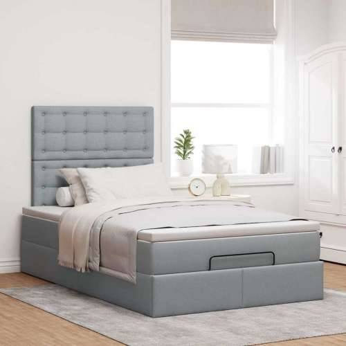 Okvir za krevet s madraca svjetlosivi 120x190 cm od tkanine - Svjetlosiva 120 x 190 cm gumbi Cijena