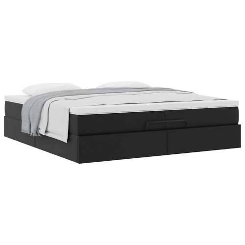 Otomanski okvir kreveta s madracima crni 200x200cm umjetna koža - Crna 200 x 200 cm Cijena