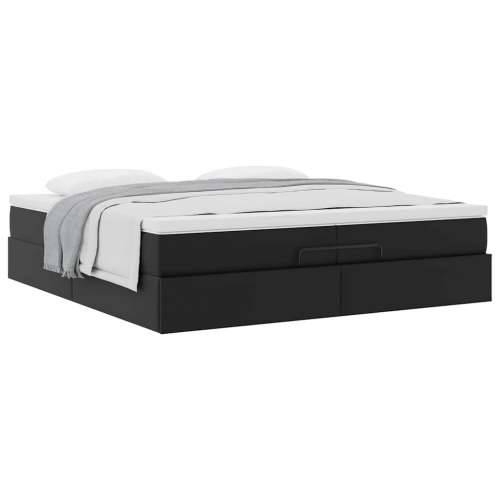 Otomanski okvir kreveta s madracima crni 200x200cm umjetna koža - Crna 200 x 200 cm Cijena
