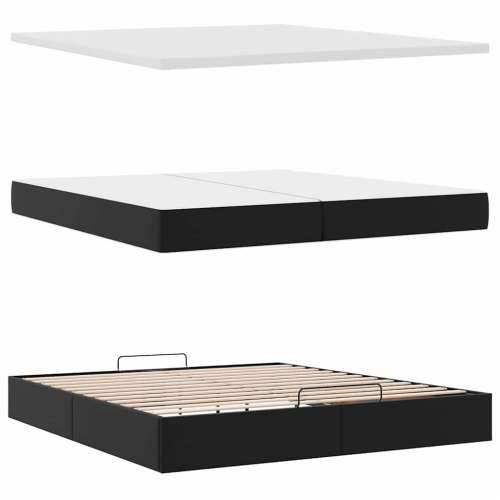 Otomanski okvir kreveta s madracima crni 200x200cm umjetna koža - Crna 200 x 200 cm Cijena