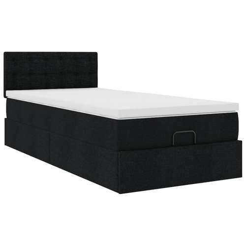 Otomanski krevet s madracem crni 100x200 cm tkanine - Crna 100 x 200 cm gumbi Cijena