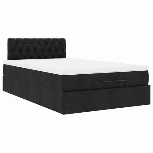 Otomanski krevet s madracem crni 120x190 cm tkanine - Crna 120 x 190 cm Dizajn s gumbima Cijena