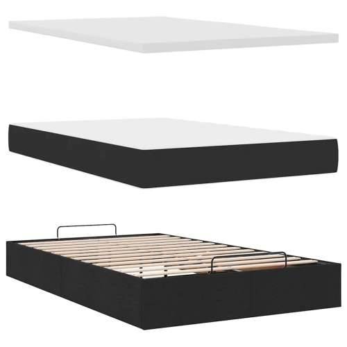 Otomanski krevet s madracem crni 120x190 cm tkanine - Crna 120 x 190 cm Dizajn s gumbima Cijena