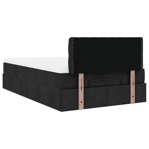 Otomanski krevet s madracem crni 120x190 cm tkanine - Crna 120 x 190 cm Dizajn s gumbima Cijena