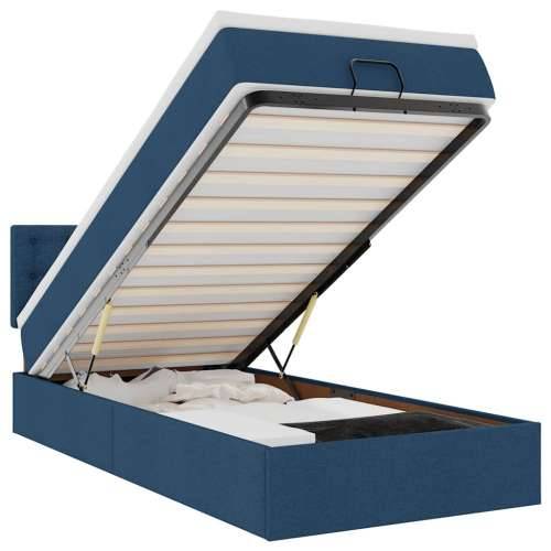 Otomanski krevet s madracem plavi 90x200 cm tkanine - Plava 90 x 200 cm gumbi Cijena
