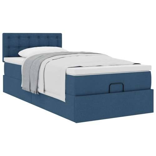 Otomanski krevet s madracem plavi 90x200 cm tkanine - Plava 90 x 200 cm gumbi Cijena