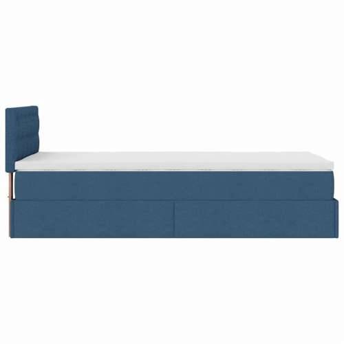 Otomanski krevet s madracem plavi 90x200 cm tkanine - Plava 90 x 200 cm gumbi Cijena