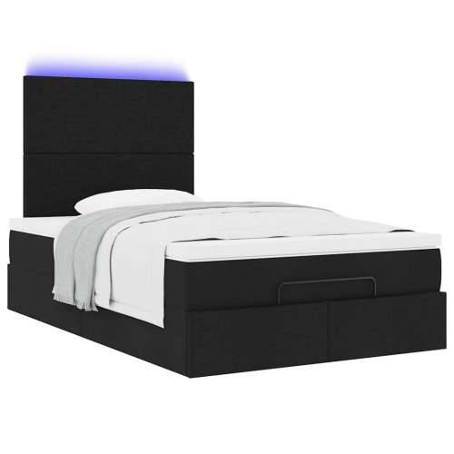 Otomanski krevet madracem i LED crna 120x190 cm tkanina - Crna 120 x 190 cm Gladak dizajn Cijena