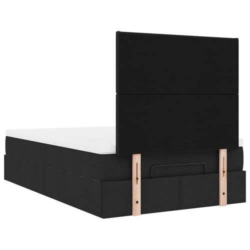 Otomanski krevet madracem i LED crna 120x190 cm tkanina - Crna 120 x 190 cm Gladak dizajn Cijena