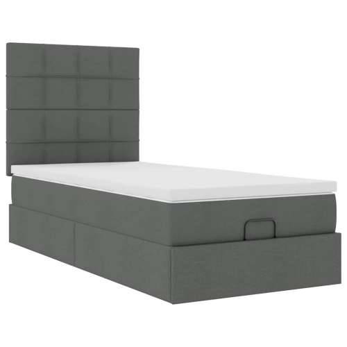 Otomanski krevet s madracem i LED tamnosivi 80x200cm tkanina - Tamno siva 80 x 200 cm Blok s kvadratima Cijena