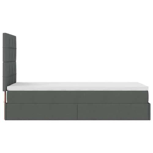 Otomanski krevet s madracem i LED tamnosivi 80x200cm tkanina - Tamno siva 80 x 200 cm Blok s kvadratima Cijena