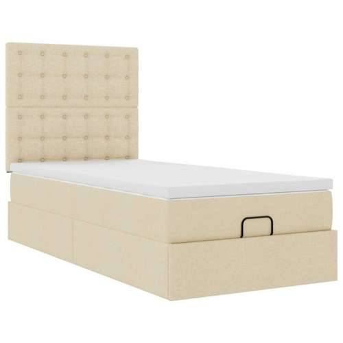 Otomanski okvir kreveta s madraca krem 100x200cm od tkanine - Krema 100 x 200 cm gumbi Cijena