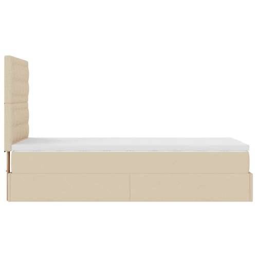 Otomanski okvir kreveta s madraca krem 100x200cm od tkanine - Krema 100 x 200 cm gumbi Cijena