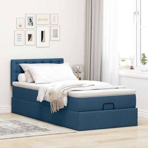 Otomanski krevet s madracem plavi 100x200 cm tkanine - Plava 100 x 200 cm gumbi Cijena