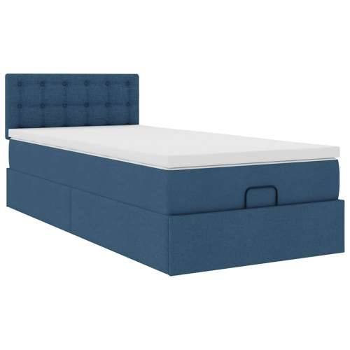 Otomanski krevet s madracem plavi 100x200 cm tkanine - Plava 100 x 200 cm gumbi Cijena