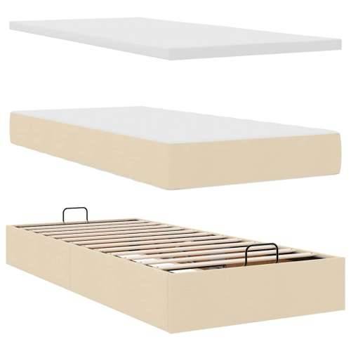 Otomanski krevet s madracem krem 100x200 cm tkanine - Krema 100 x 200 cm Dizajn s gumbima Cijena
