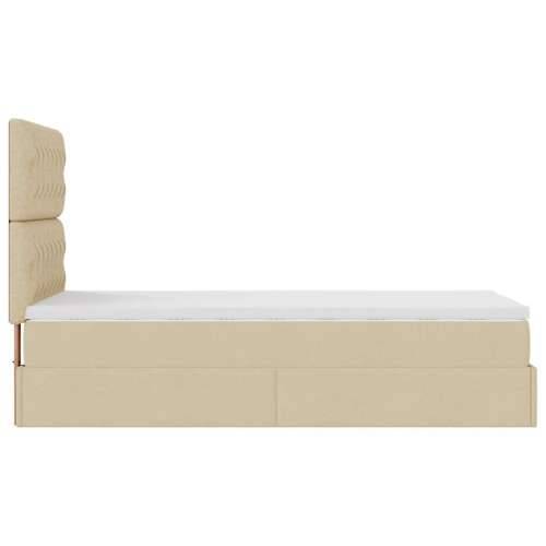 Otomanski krevet s madracem krem 100x200 cm tkanine - Krema 100 x 200 cm Dizajn s gumbima Cijena