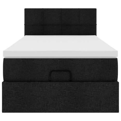 Otomanski krevet s madracem crni 90x200 cm tkanine - Crna 90 x 200 cm Blok s kvadratima Cijena