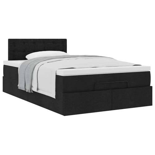 Otomanski krevet s madracem crni 120x190 cm tkanine - Crna 120 x 190 cm gumbi Cijena