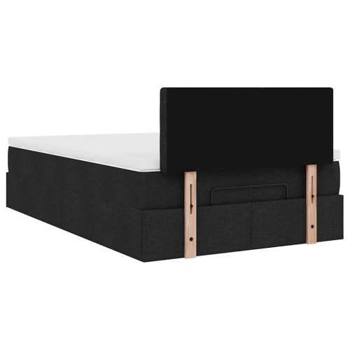 Otomanski krevet s madracem crni 120x190 cm tkanine - Crna 120 x 190 cm gumbi Cijena