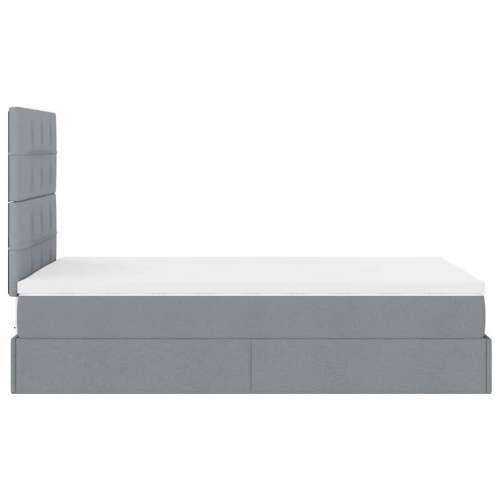 Otomanski krevet s madracem svijetlosivi 120x200 cm tkanine - Svjetlosiva 120 x 200 cm Blok s kvadratima Cijena