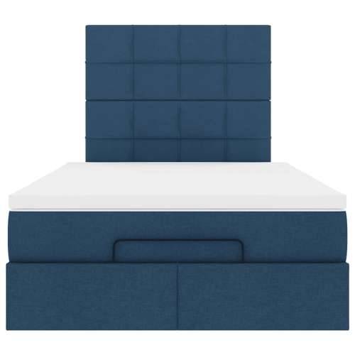 Otomanski krevet s madracem plavi 120x200 cm tkanine - Plava 120 x 200 cm Blok s kvadratima Cijena