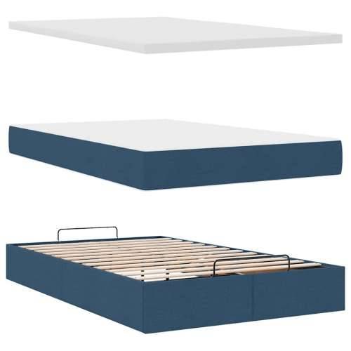 Otomanski krevet s madracem plavi 120x200 cm tkanine - Plava 120 x 200 cm Blok s kvadratima Cijena