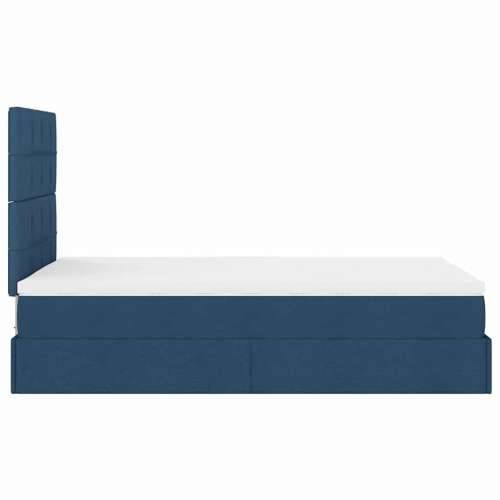 Otomanski krevet s madracem plavi 120x200 cm tkanine - Plava 120 x 200 cm Blok s kvadratima Cijena