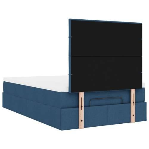 Otomanski krevet s madracem plavi 120x200 cm tkanine - Plava 120 x 200 cm Blok s kvadratima Cijena