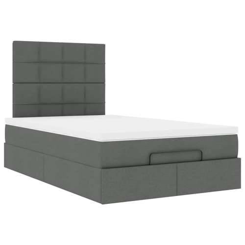 Otomanski krevet s madracem tamnosivi 120x190 cm tkanine - Tamno siva 120 x 190 cm Blok s kvadratima Cijena