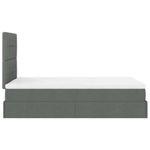 Otomanski krevet s madracem tamnosivi 120x190 cm tkanine - Tamno siva 120 x 190 cm Blok s kvadratima Cijena
