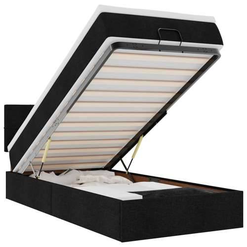 Otomanski okvir kreveta s madraca crni 80x200cm od tkanine - Crna 80 x 200 cm Blok s kvadratima Cijena