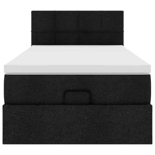 Otomanski okvir kreveta s madraca crni 80x200cm od tkanine - Crna 80 x 200 cm Blok s kvadratima Cijena
